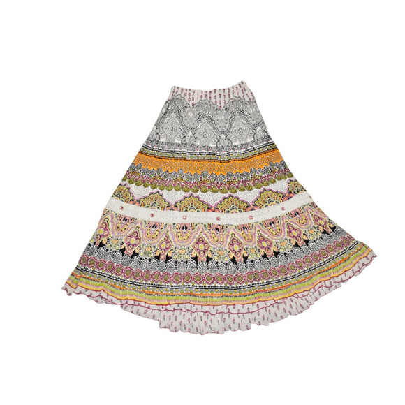 Forbidden Los Angeles Boho Maxi Skirt M – Patchwork Paisley Print, Embellished - Picture 6 of 6
